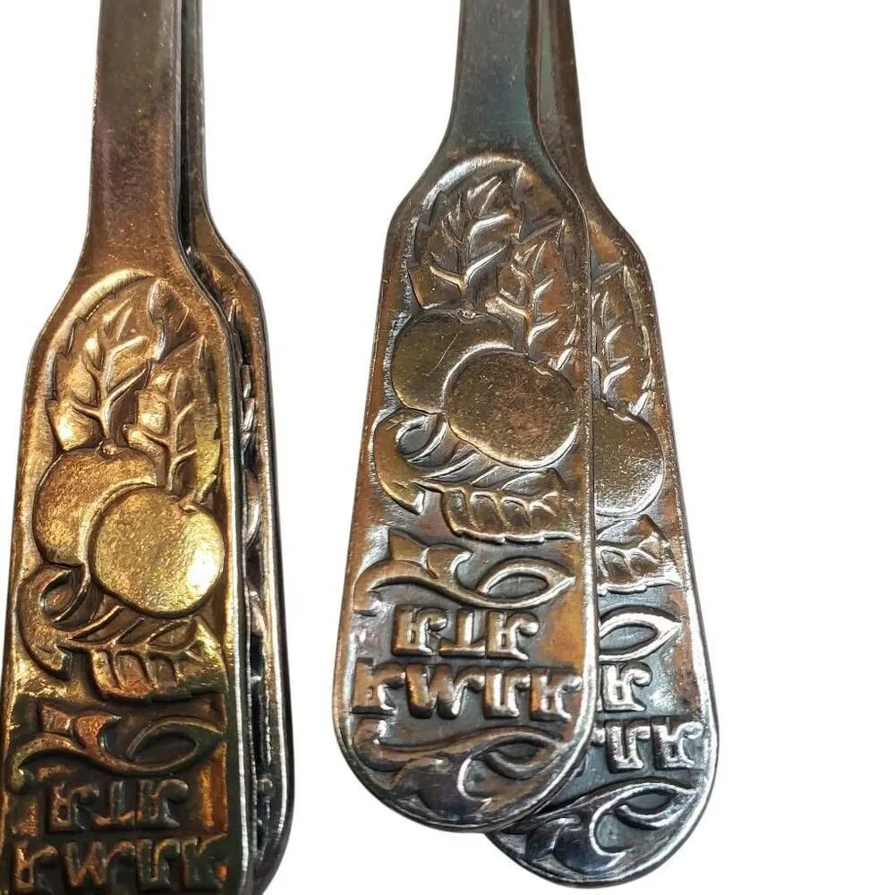 Vintage Soviet Era Alma-Ata Souvenir Nickel Silver Melchior Spoons Set of 12 wit